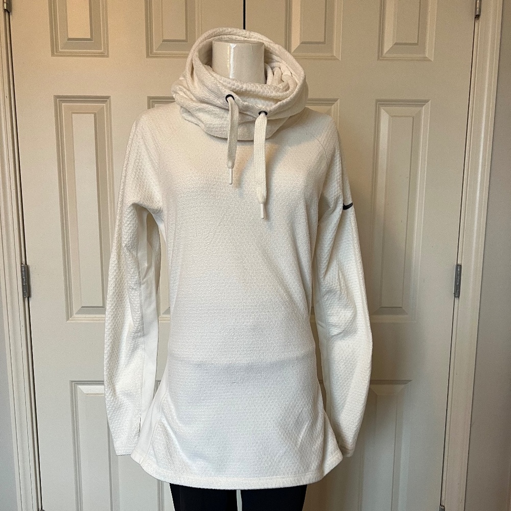 Nike cream cowl neck pullover with zipper detail